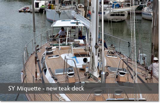 SY Miquette: new teak deck Phuket boat refit Thailand